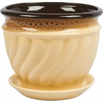 Горшок цветочный Танго ø13 h10 см v0.8 л керамика бежевый/коричневый