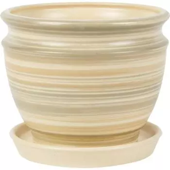 Горшок цветочный Уют ø13.1 h10.9 см v0.8 л керамика бежевый/серый