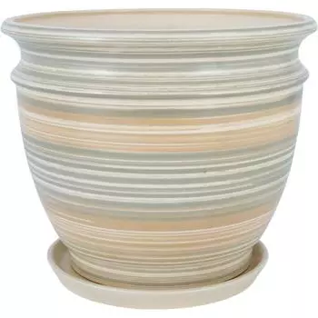 Горшок цветочный Уют ø29 h22.8 см v7.7 л керамика бежевый/серый