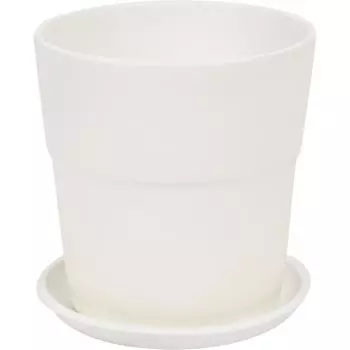 Горшок Уайт ø12 h12 см v0.85 л с поддоном керамика белый