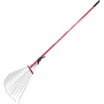 Грабли веерные раздвижные 15 зубьев 125 см с черенком, сталь