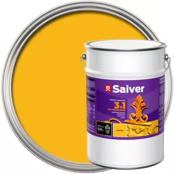 Грунт-эмаль по ржавчине 3 в 1 Saiver гладкая цвет желтый 5.0 кг
