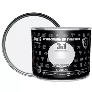 Грунт-эмаль по ржавчине 3 в 1 Dali Special гладкая цвет белый 0.4 кг RAL 9010
