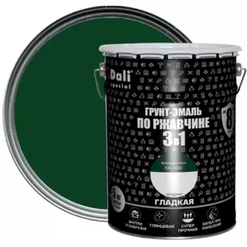 Грунт-эмаль по ржавчине 3 в 1 Dali Special гладкая цвет зелёный мох 5 кг RAL 6005