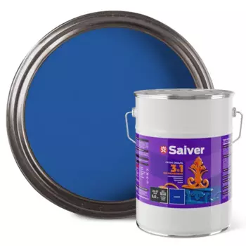 Грунт-эмаль по ржавчине 3 в 1 Saiver цвет синий 5 кг