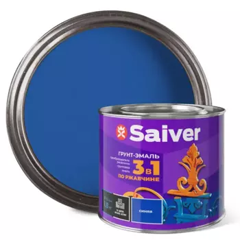 Грунт-эмаль по ржавчине 3 в 1 Saiver цвет синий 1.8 кг