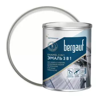Грунт-эмаль по ржавчине 3 в 1 Bergauf Enamel цвет белый 5 кг