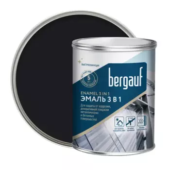 Грунт-эмаль по ржавчине 3 в 1 Bergauf Enamel цвет черный 5 кг