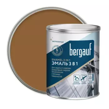 Грунт-эмаль по ржавчине 3 в 1 Bergauf Enamel цвет коричневый 5 кг