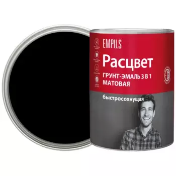 Грунт-эмаль по ржавчине 3 в 1 Расцвет быстросохнущая цвет черный 0.9 кг