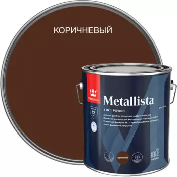 Грунт-эмаль по ржавчине 3 в 1 Tikkurila Metallista гладкая цвет коричневый 2.3 л