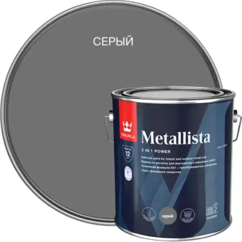 Грунт-эмаль по ржавчине 3 в 1 Tikkurila Metallista гладкая цвет серый 2.3 л