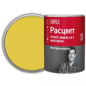 Грунт-эмаль по ржавчине 3 в 1 Расцвет быстросохнущая цвет желтый 0.9 кг