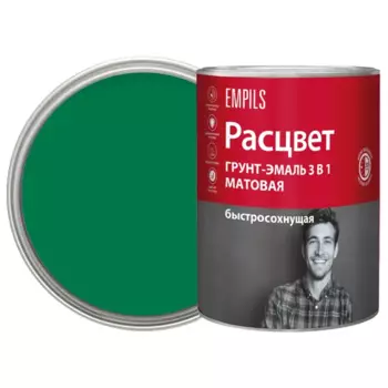 Грунт-эмаль по ржавчине 3 в 1 Расцвет быстросохнущая цвет зеленый 0.9 кг