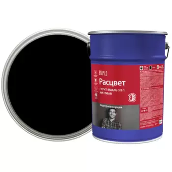 Грунт-эмаль по ржавчине 3 в 1 Расцвет быстросохнущая цвет черный 5 кг