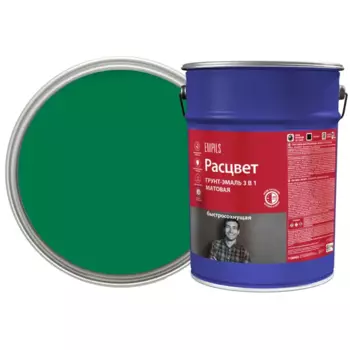 Грунт-эмаль по ржавчине 3 в 1 Расцвет быстросохнущая цвет зеленый 5 кг