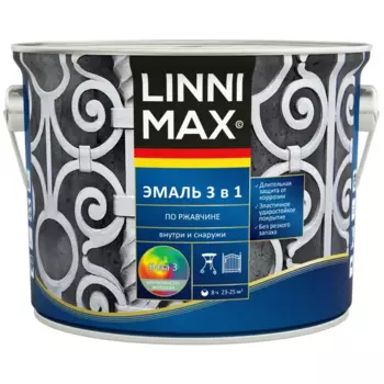 Грунт-эмаль по ржавчине 3 в 1 Linnimax цвет прозрачный полуматовый база Б3 2.3 л