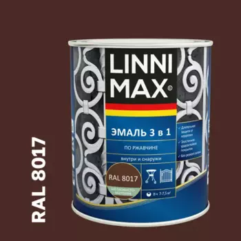 Грунт-эмаль по ржавчине 3 в 1 Linnimax цвет шоколадно-коричневый полуматовый 0.75 л