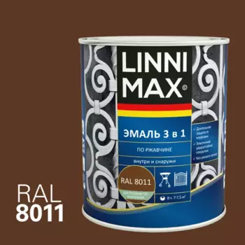 Грунт-эмаль по ржавчине 3 в 1 Linnimax цвет орехово-коричневый полуматовый 0.75 л