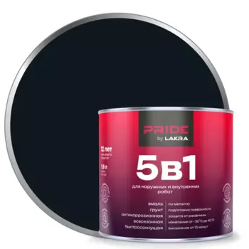 Грунт-эмаль по ржавчине 5 в 1 Лакра цвет черный 1.9 л