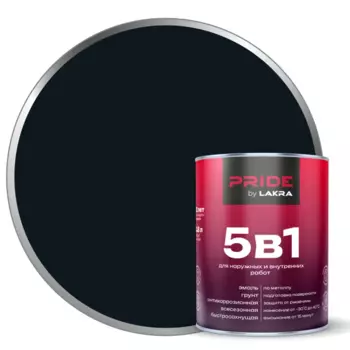 Грунт-эмаль по ржавчине 5 в 1 Лакра цвет черный 0.8 л