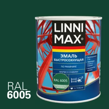 Грунт-эмаль по ржавчине Linnimax Быстросохнущая шелковисто-матовая цвет зеленый 0.75 л