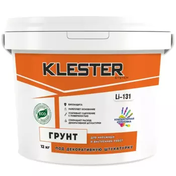 Грунт под декоративную штукатурку Klester Li-131 для наружных и внутренних работ 12 кг