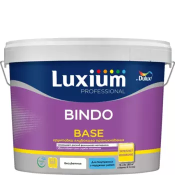 Грунтовка для влажных помещений Luxium by Dulux Bindo Base прозрачная 9 л