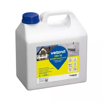 Грунтовка-концентрат для сухих и влажных помещений Vetonit MD 16 белая 3 л