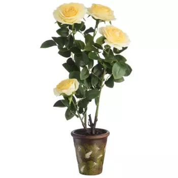 Искусственное растение Роза h46 см ткань желтый
