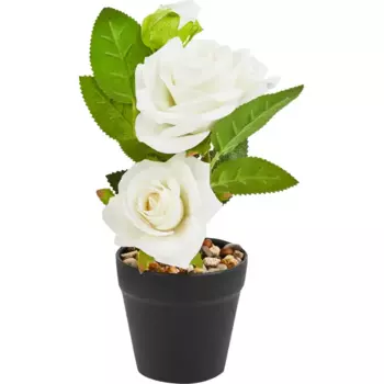 Искусственное растение в горшке Роза 13x25 см белая