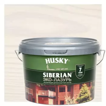 Эко-лазурь Husky Siberian полуматовая цвет белый 2.5 л