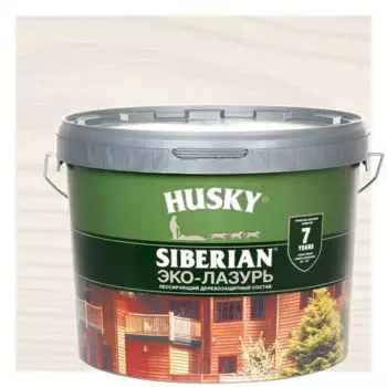 Эко-лазурь Husky Siberian полуматовая цвет белый 9 л