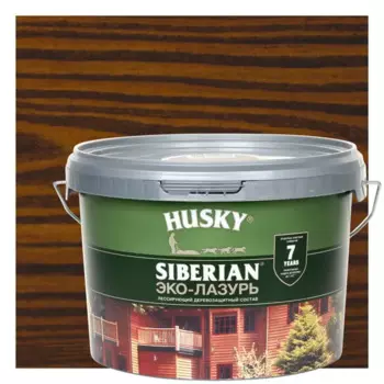 Эко-лазурь Husky Siberian полуматовая цвет кофейное дерево 2.5 л
