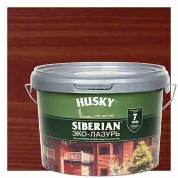 Эко-лазурь Husky Siberian полуматовая цвет красное дерево 2.5 л