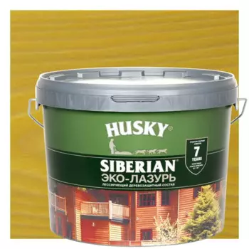 Эко-лазурь Husky Siberian полуматовая цвет сосна 9 л