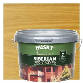 Эко-лазурь Husky Siberian полуматовая цвет светлый дуб 2.5 л