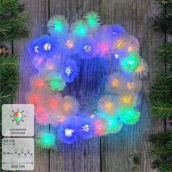 Электрогирлянда комнатная Нить 8м 80 ламп разноцветный свет