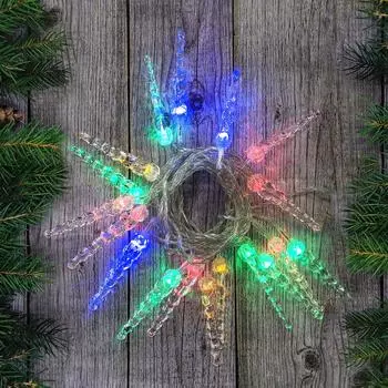 Электрогирлянда комнатная нить Сосульки 5.5 м 20 LED цвет холодный белый 8 режимов