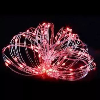 Электрогирлянда комнатная «Роса» 10 м 100 LED красный на батарейках