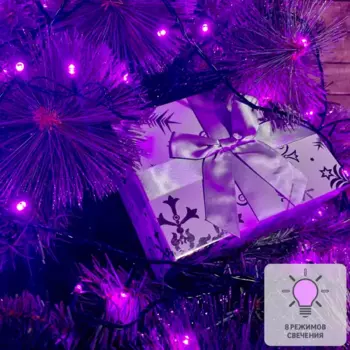 Электрогирлянда комнатная Uniel Нить 20м 200 ламп розовый 8 режимов работы