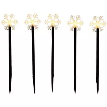 Электрогирлянда наружная нить «Снежинки» 5 см 5 LED тёплый белый высота 40 см