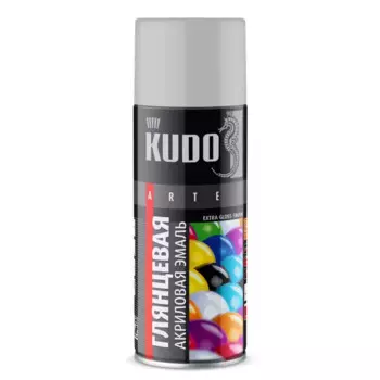 Эмаль аэрозольная универсальная KUDO акриловая глянцевая цвет светло-серый RAL7035 520 мл
