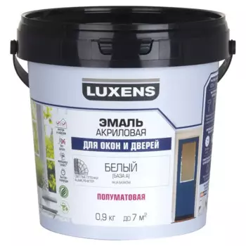 Эмаль для окон и дверей Luxens полуматовая цвет белый база A 0.9 кг