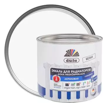 Эмаль для радиаторов Dufa Aqua глянцевая цвет белый 1.8 л база 1