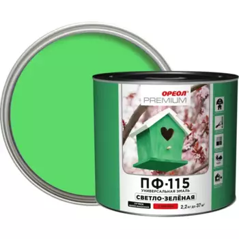 Эмаль Ореол Premium ПФ-115 глянцевая цвет светло-зелёный 2.2 кг