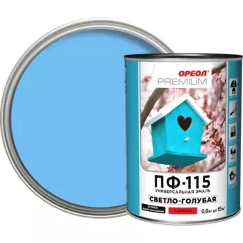 Эмаль Ореол Premium ПФ-115 глянцевая цвет светло-голубой 0.9 кг