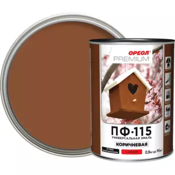 Эмаль Ореол Premium ПФ-115 глянцевая цвет коричневый 0.9 кг