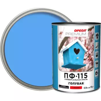 Эмаль Ореол Premium ПФ-115 глянцевая цвет голубой 0.9 кг