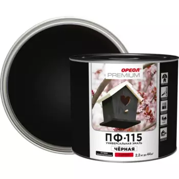 Эмаль Ореол Premium ПФ-115 глянцевая цвет чёрный 2.2 кг